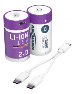 Li-Ion Akkus Mono D Typ 6000 (min. 5400 mAh) 2er Papierblister